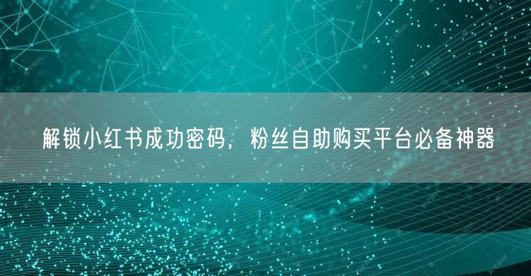 解锁小红书成功密码，粉丝自助购买平台必备神器